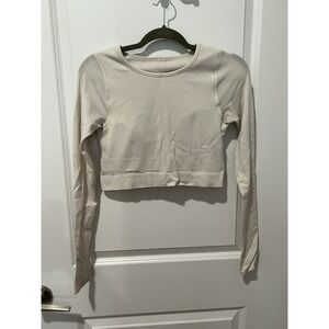 Lululemon Ebb to Street Long Sleeve White Opal Size 8 Yoga Athletic Built In Bra